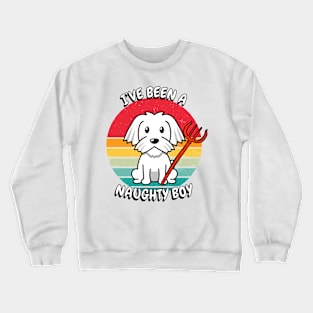 ive been a naughty boy - white dog Crewneck Sweatshirt